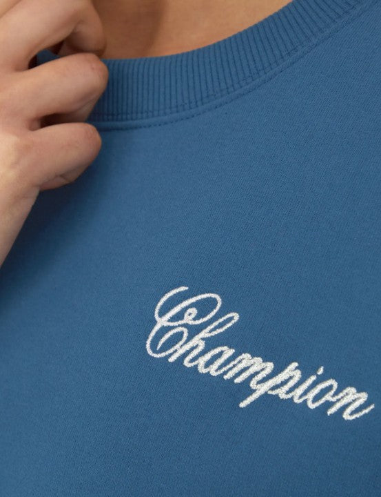 Sudadera Powerblend con Logo en Cursiva de Cuello Redondo para Mujer