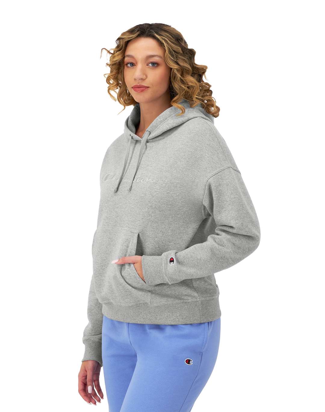 Sudadera Hoodie Powerblend con Bordado Manuscript para Mujer