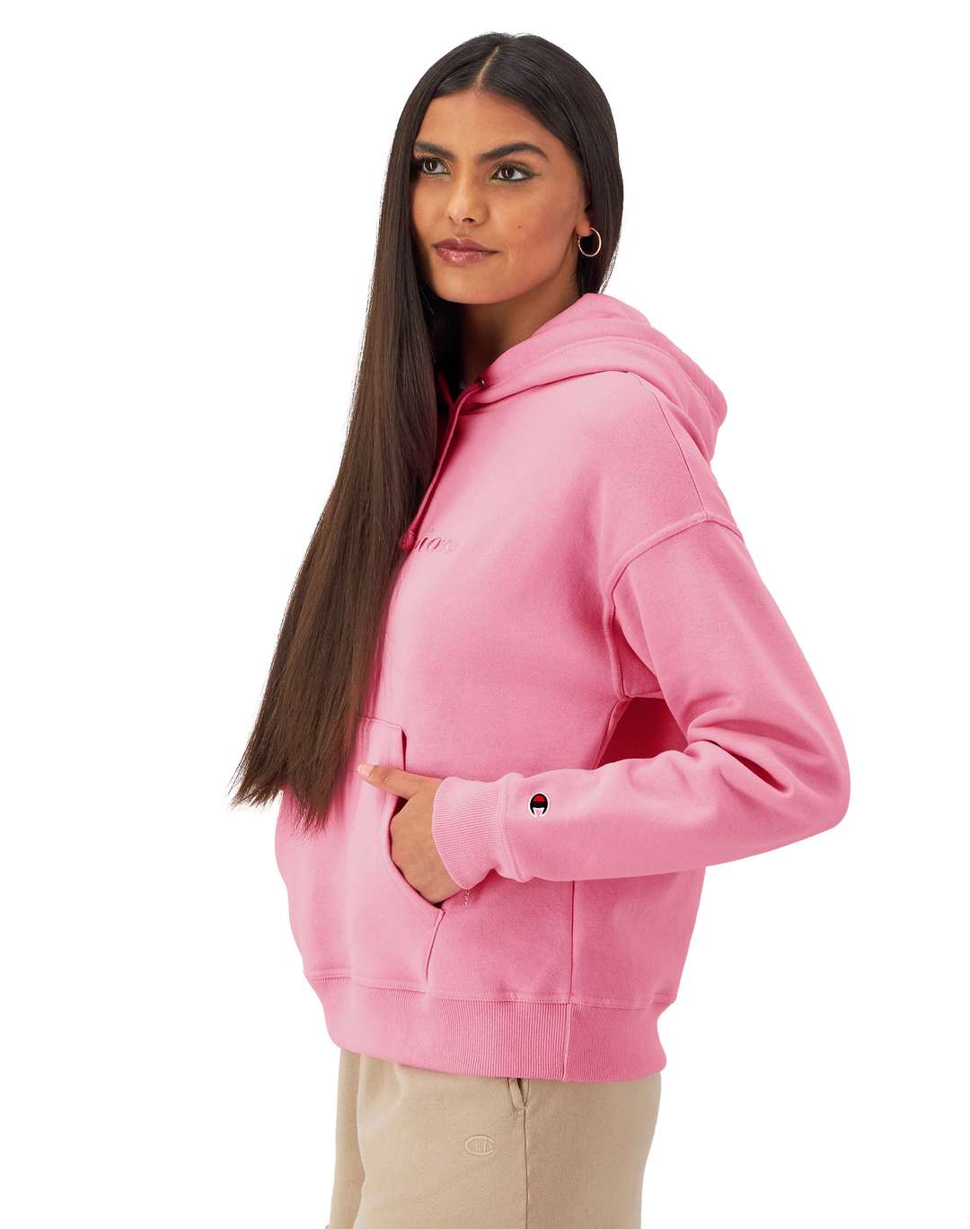 Sudadera Hoodie Powerblend con Bordado Manuscript para Mujer