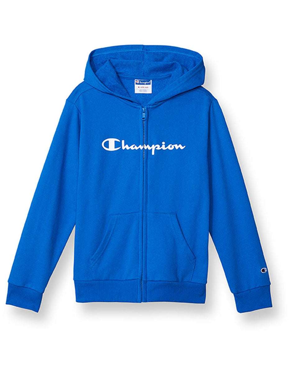 French Terry Full-Zip Boys' Hoodie, Classic Script