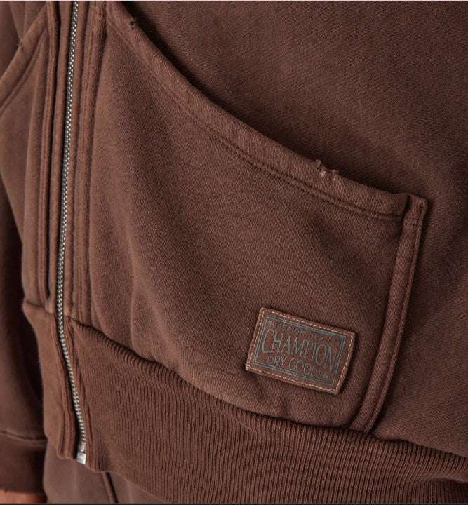 Sudadera Hoodie Reverse Weave "Vintage Wash" (Full Zip) para Mujer