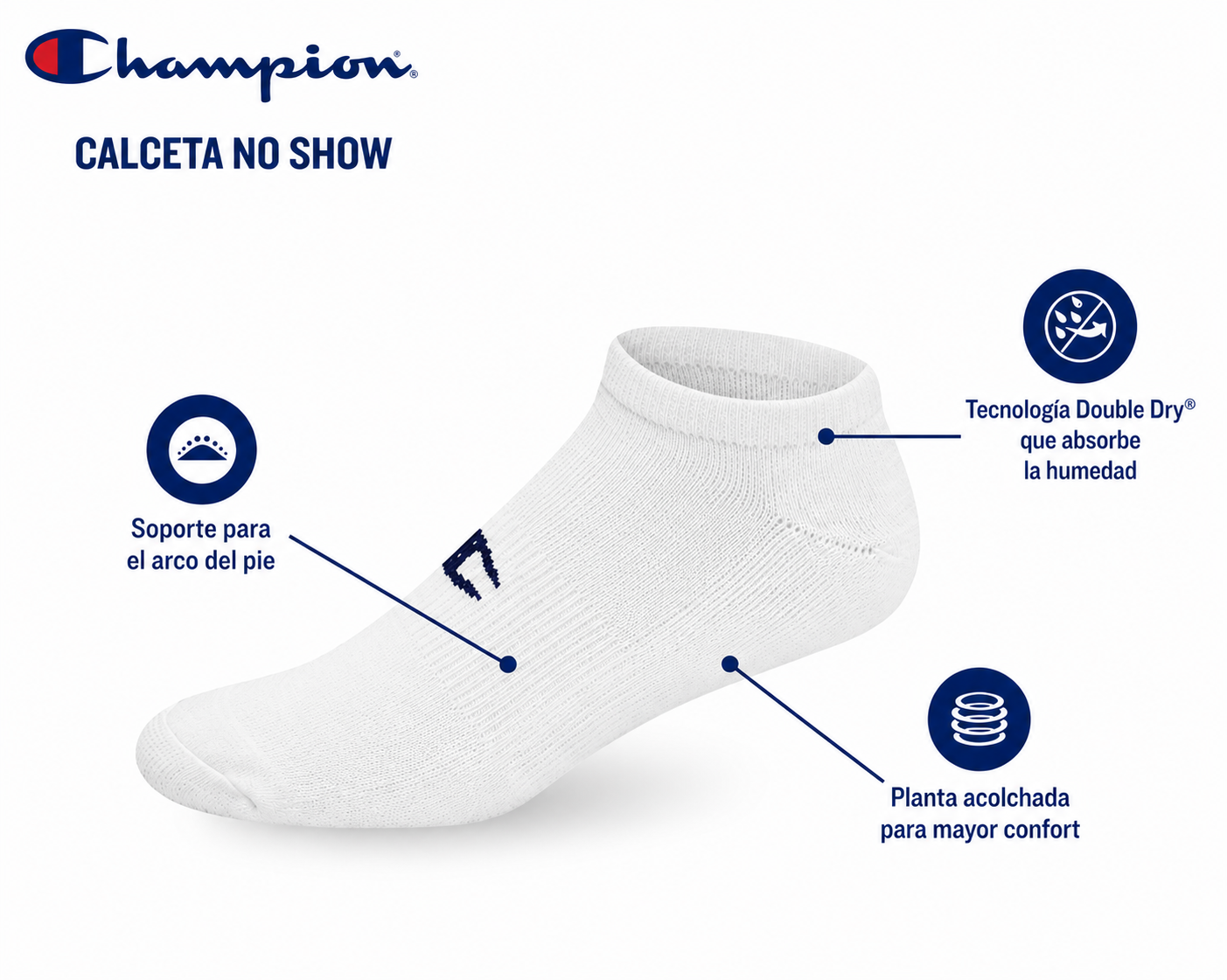 Calcetines No Show 6P para Hombre