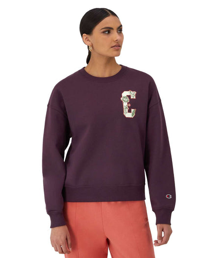 Sudadera con Logo C Floral de Cuello Redondo para Mujer