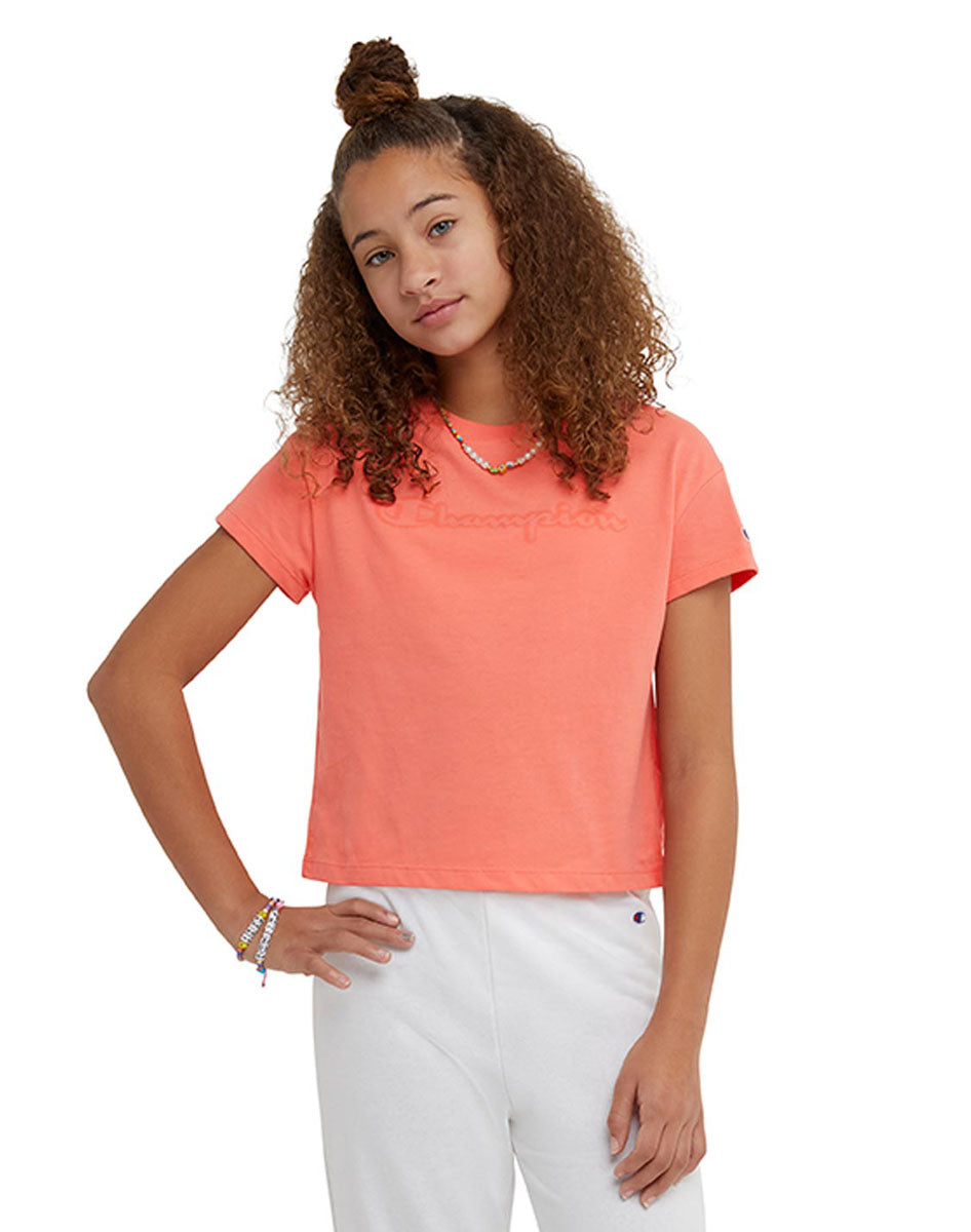 Crew T-Shirt, Rainbow Script Kids Champion