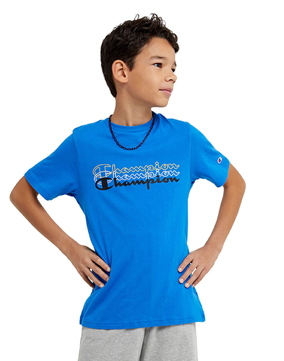 Short-Sleeve Boys' T-Shirt, Multi Classic Script Logo