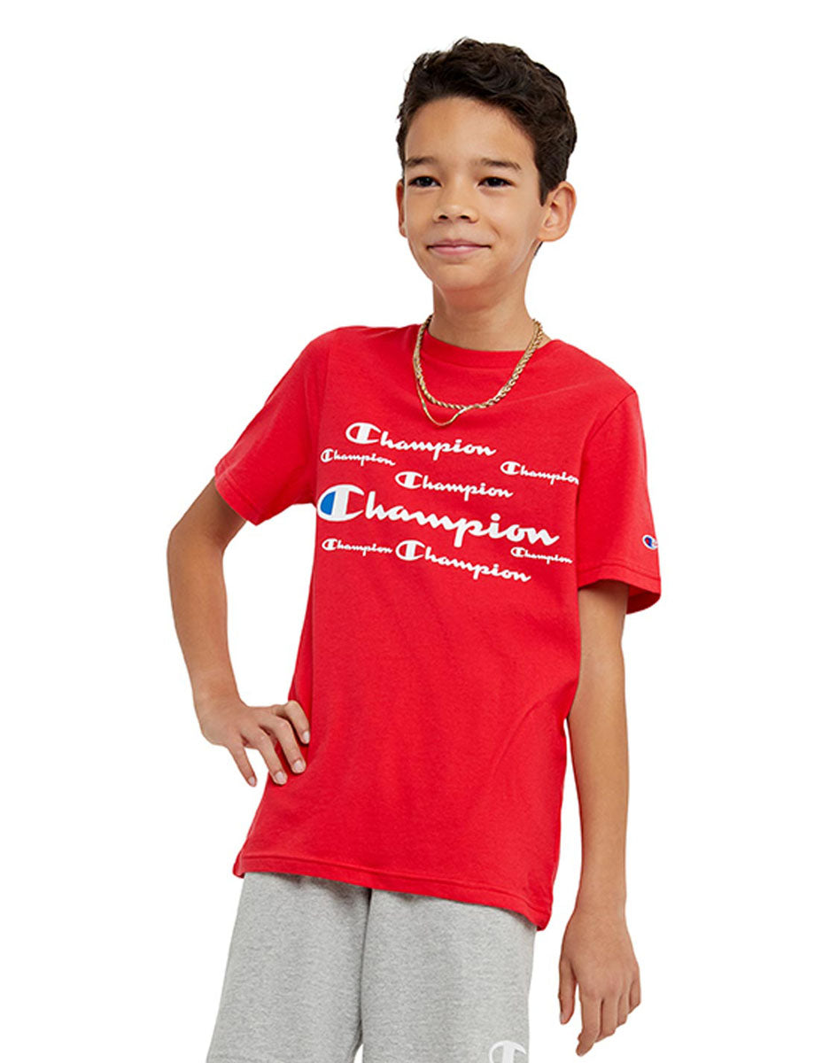 Short-Sleeve Boys' T-Shirt, Multi Classic Script