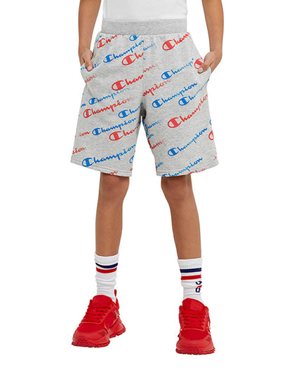 French Terry Short Aop Diagonal Script 8" Kids