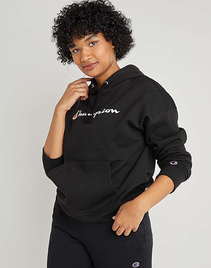 Sudadera Hoodie Powerblend Relaxed con Logo Manuscript para Mujer