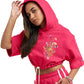 Sudadera Hoodie Ajustada de Manga Corta con Cintas para Mujer