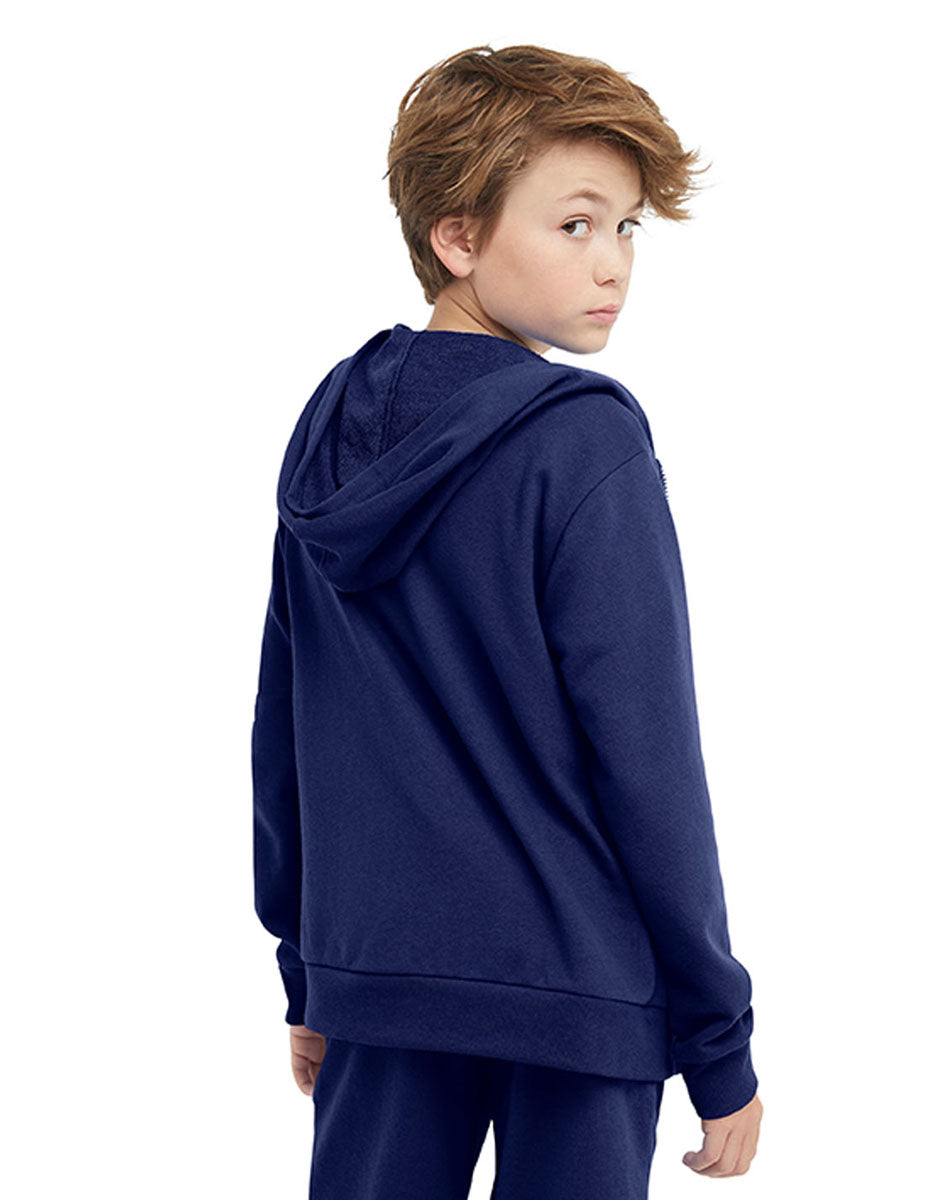French Terry Full-Zip Boys' Hoodie, Classic Script