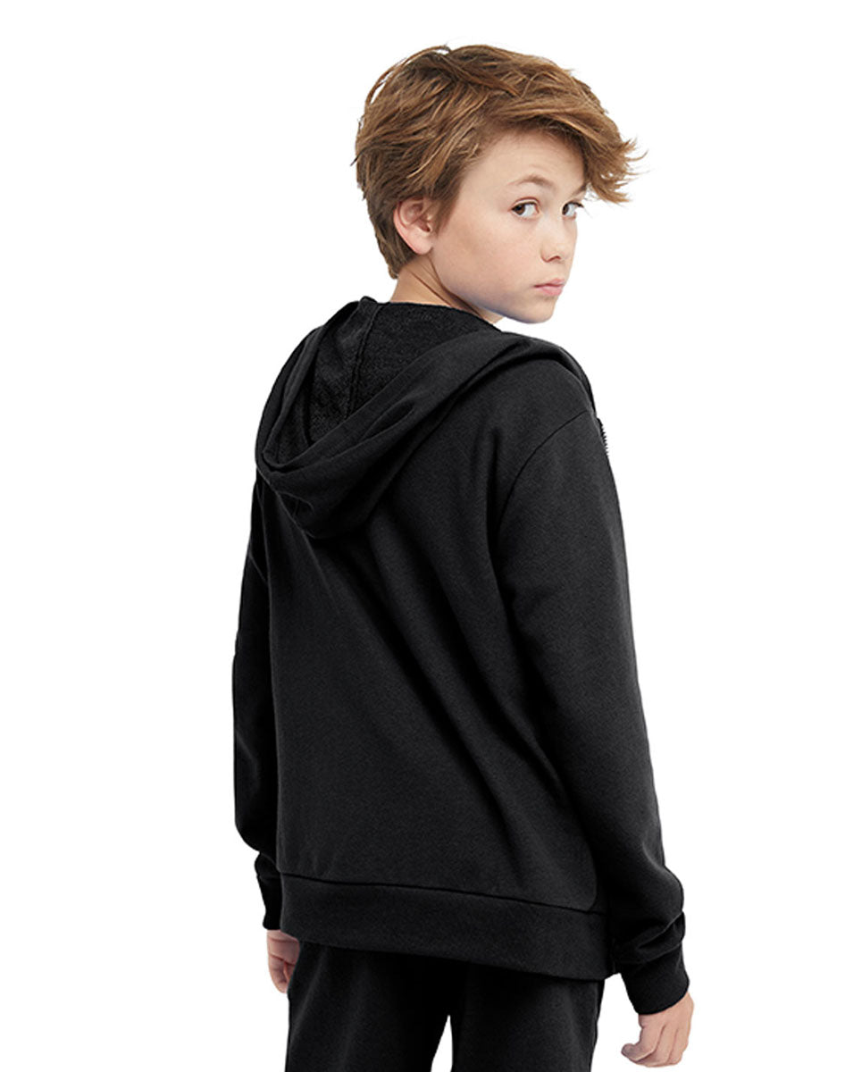 French Terry Full-Zip Boys' Hoodie, Classic Script
