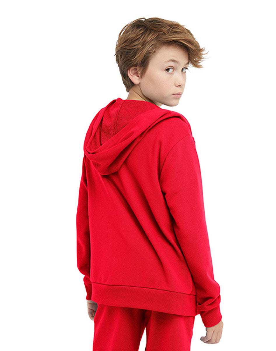 French Terry Full-Zip Boys' Hoodie, Classic Script