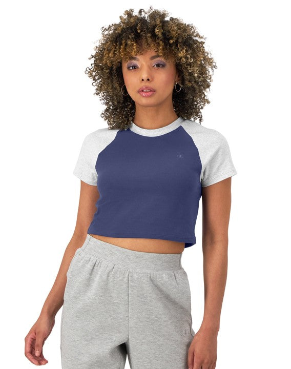 Playera Crop Colorblock Ringer Tee