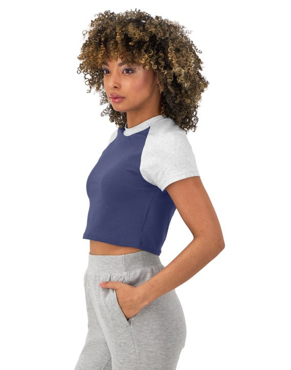 Playera Crop Colorblock Ringer Tee