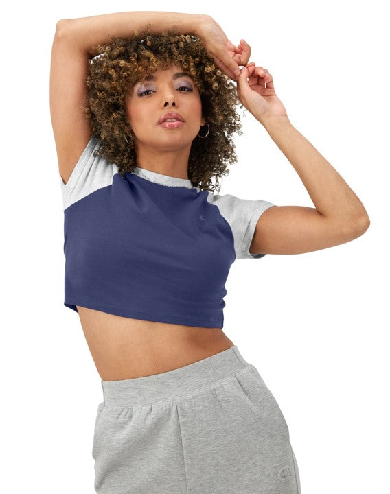 Playera Crop Colorblock Ringer Tee