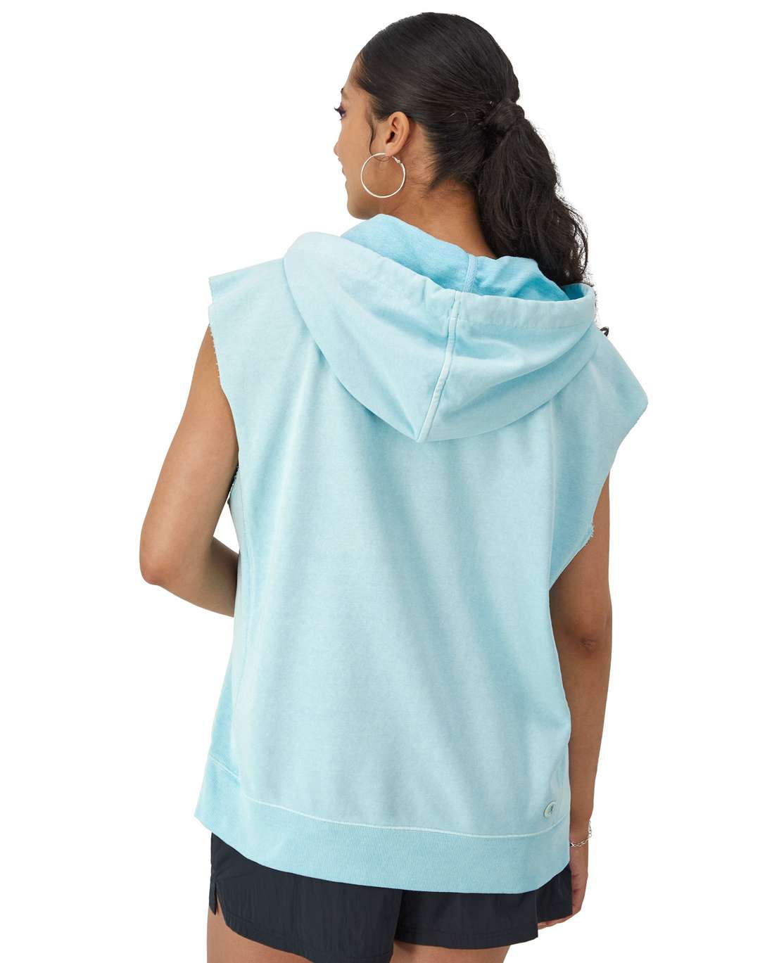 Sudadera Hoodie French Terry de Manga Corta(Full Zip) para Mujer