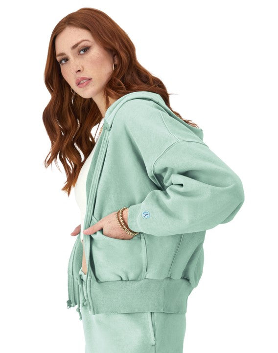 Sudadera Hoodie Reverse Weave con Bolsas Vintage Wash para Mujer