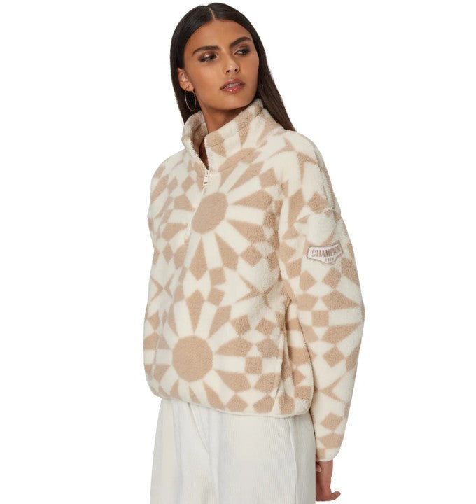 Sudadera Polar, cierre 1/4 Estampado Geométrico