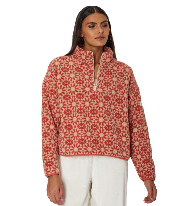 Sudadera Polar, cierre 1/4 Estampado Geométrico
