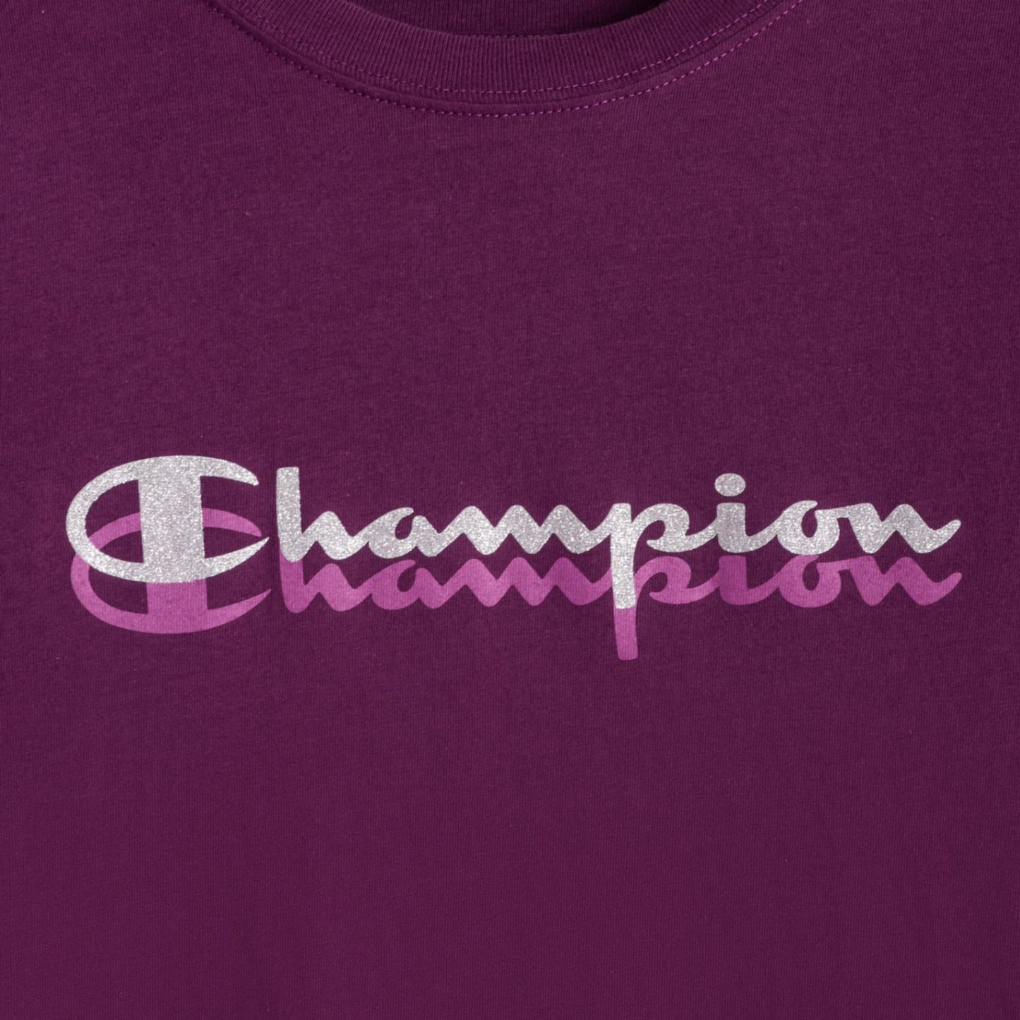 Playera Champion Glitter Script para Mujer