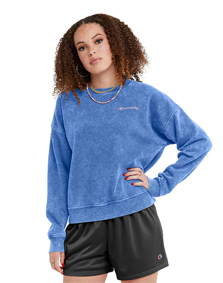 Sudadera Para Mujer Acid Wash Fleece Crew Champion