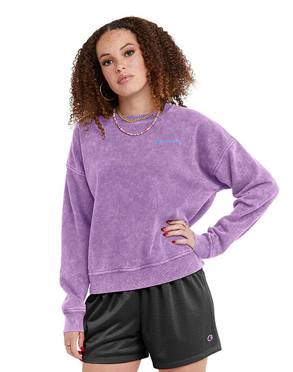 Sudadera Para Mujer Acid Wash Fleece Crew Champion