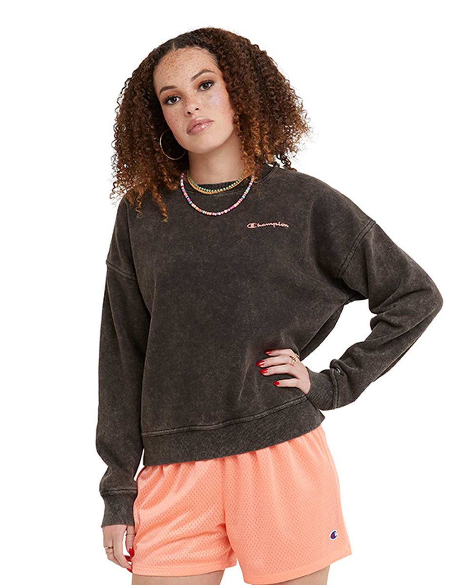 Sudadera Para Mujer Acid Wash Fleece Crew Champion