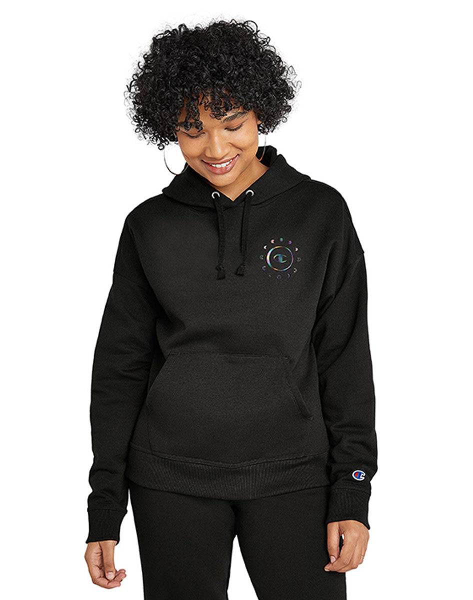 Sudadera Para Mujer Powerblend Hoodie Graphic Champion Negro ECH