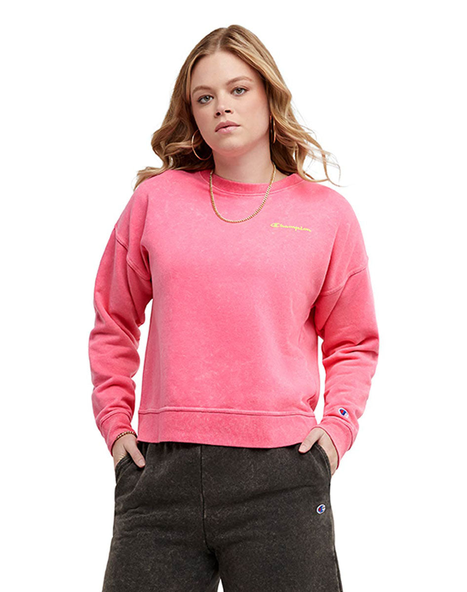 Sudadera Para Mujer Acid Wash Fleece Crew Champion